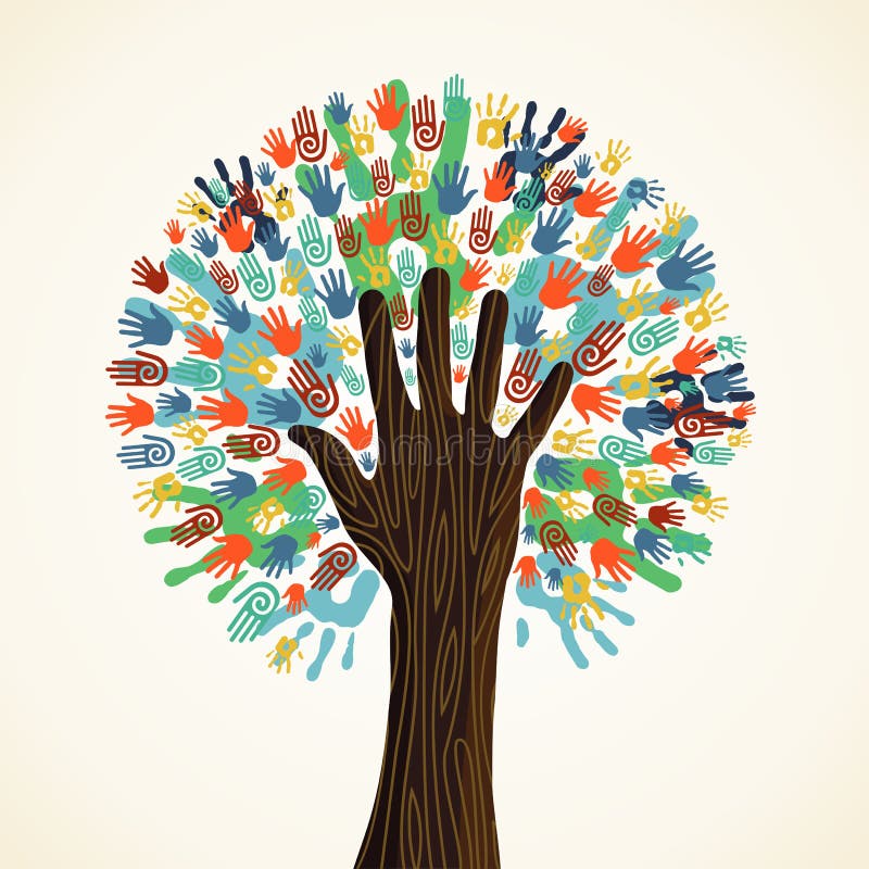 De geïsoleerdee handen van de diversiteitsboom stock illustratie De geïsoleerdee handen van de diversiteitsboom stock illustratie