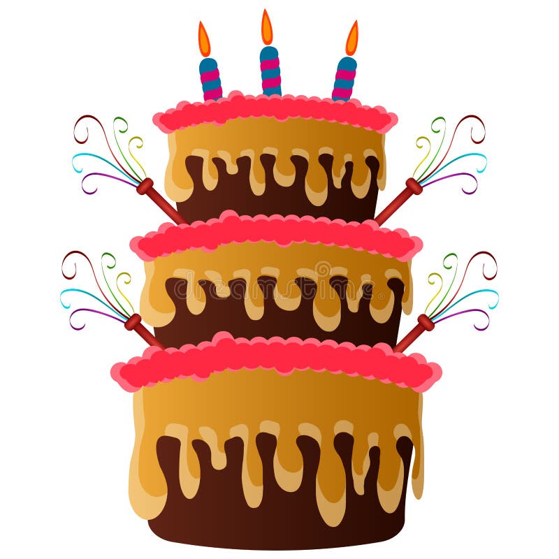 De geïsoleerdet Cake van de Verjaardag stock illustratie