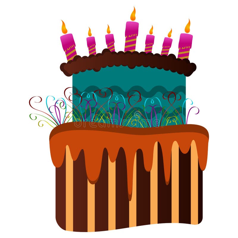 Geïsoleerde verjaardagstaart royalty-vrije illustratie