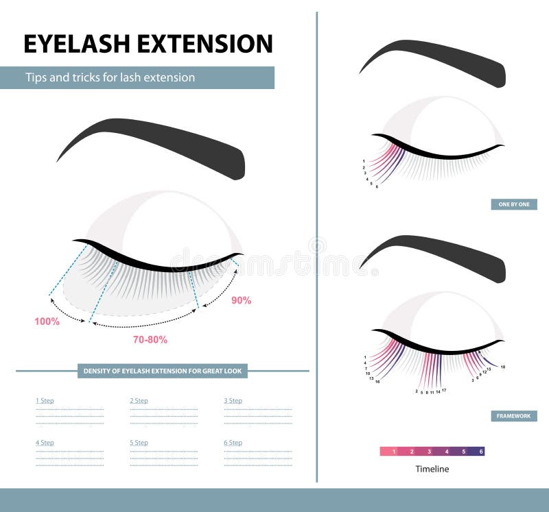 De gids van de wimperuitbreiding Dichtheid van wimperuitbreiding voor grote blik Uiteinden en Trucs Infographic vectorillustratie De gids van de wimperuitbreiding Dichtheid van wimperuitbreiding voor grote blik Uiteinden en Trucs Infographic vectorillustratie