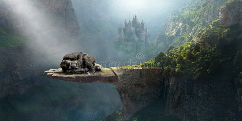 De Gorilla van de fantasieslaap, Verbeelding, Surreal Aard, royalty-vrije stock afbeelding De Gorilla van de fantasieslaap, Verbeelding, Surreal Aard, royalty-vrije stock afbeelding