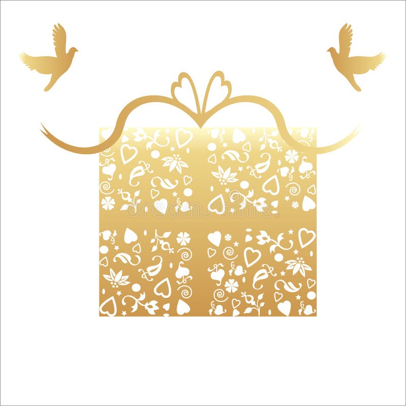 De gouden 50ste kaart van de Gift van de Verjaardag van het Huwelijk stock illustratie De gouden 50ste kaart van de Gift van de Verjaardag van het Huwelijk stock illustratie