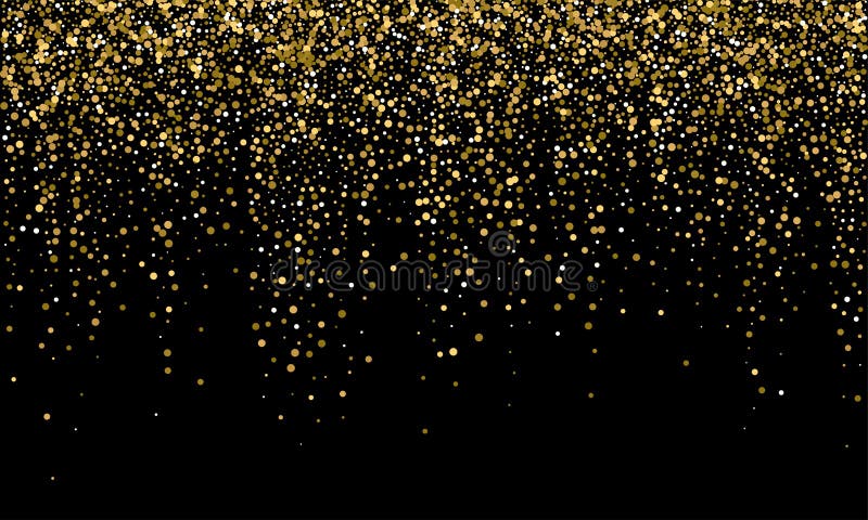 De gouden gouden confettien en vallen schitteren, zwarte vectorachtergrond Achtergrond van de partij de gloeiende gouden confetti