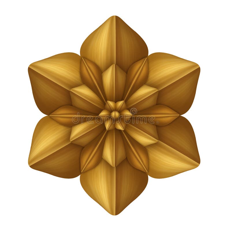 De gouden decoratieve geïsoleerde kunst van de bloemklem, ontwerpelement, antiek decor stock illustratie De gouden decoratieve geïsoleerde kunst van de bloemklem, ontwerpelement, antiek decor stock illustratie