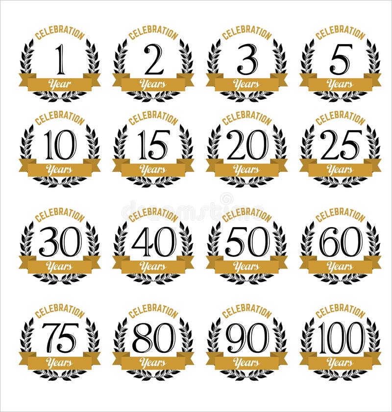 De Gouden en Zwarte Kleur van verjaardagskentekens stock illustratie De Gouden en Zwarte Kleur van verjaardagskentekens stock illustratie
