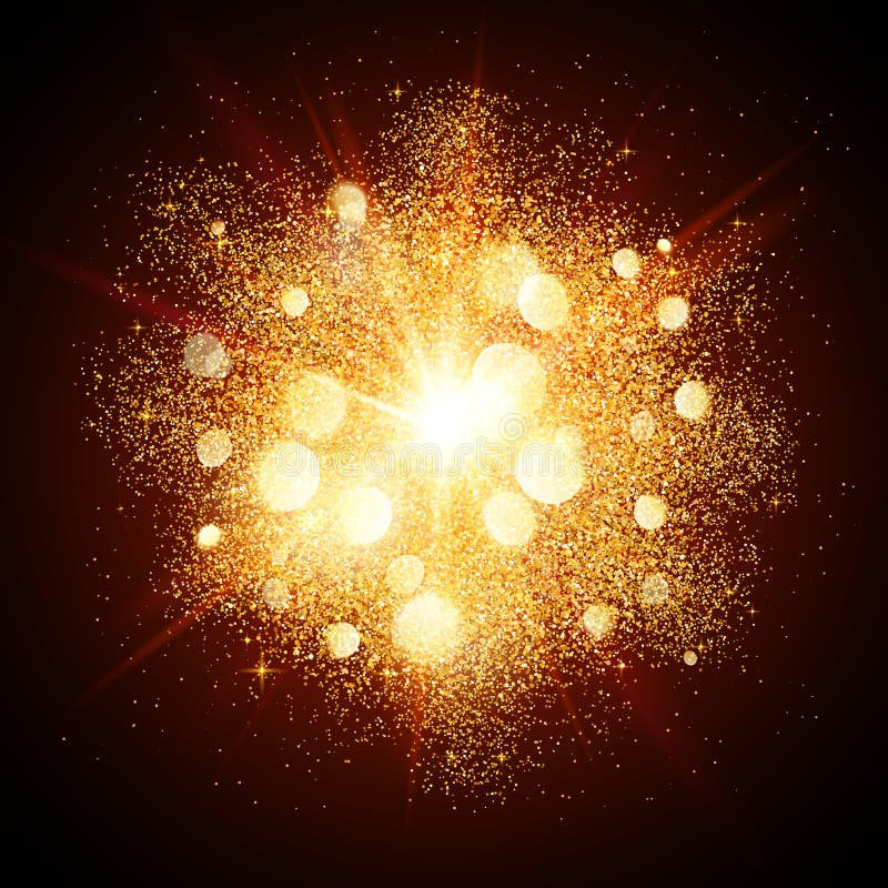 De gouden explosie van het stof vectorvuurwerk stock illustratie De gouden explosie van het stof vectorvuurwerk stock illustratie