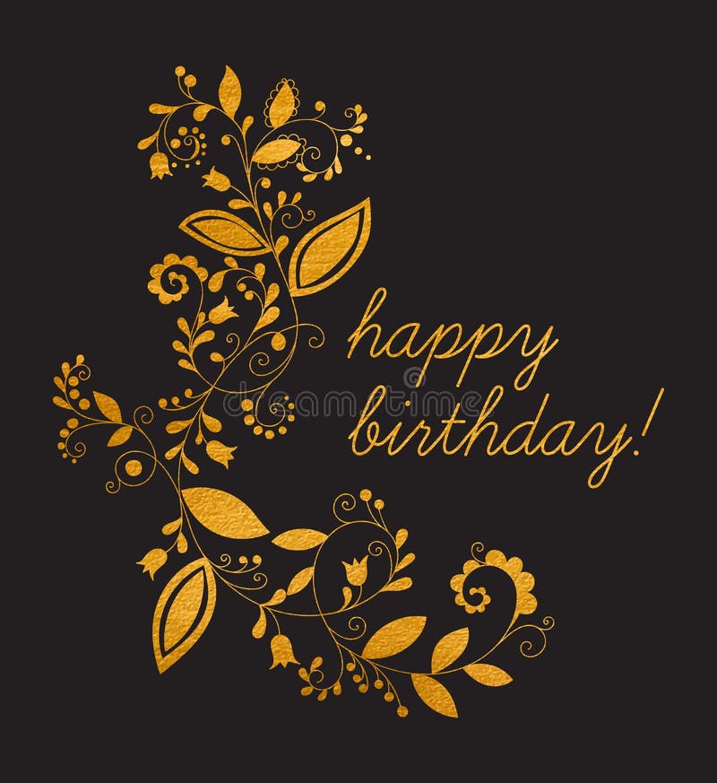 De gouden kaart van de groet Gelukkige verjaardag royalty-vrije illustratie De gouden kaart van de groet Gelukkige verjaardag royalty-vrije illustratie