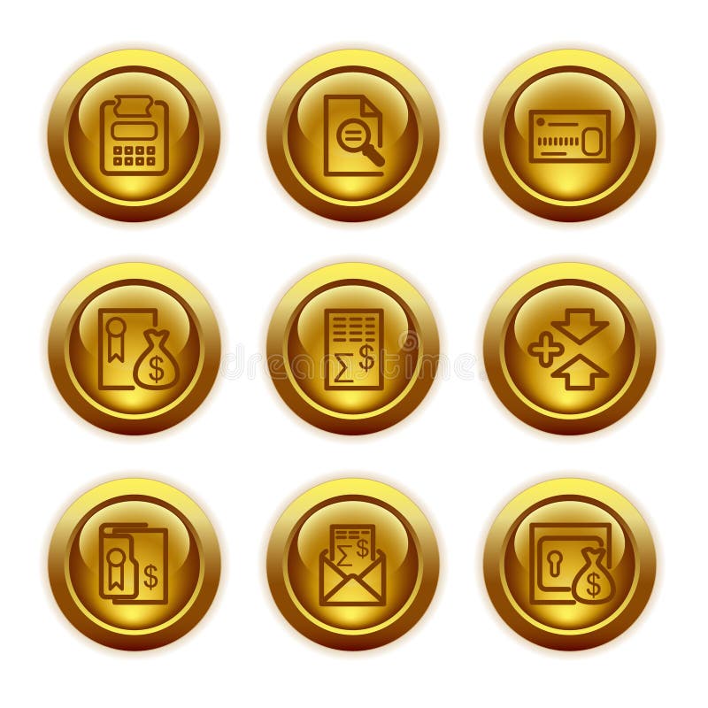 De gouden pictogrammen van het knoopWeb, reeks 14 stock illustratie De gouden pictogrammen van het knoopWeb, reeks 14 stock illustratie