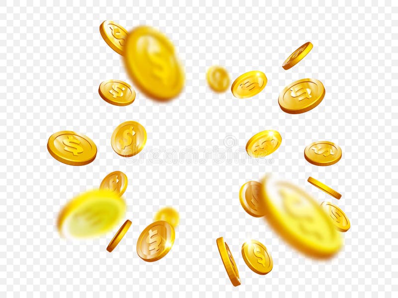De gouden van de bingopot van de muntstukplons van het de winstcasino van de pookmuntstukken vector 3D achtergrond