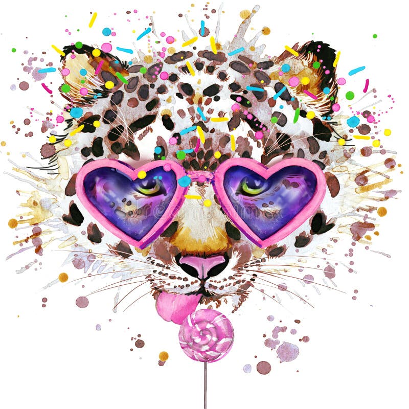 De grafiek van de luipaardt-shirt Luipaardillustratie met de geweven achtergrond van de plonswaterverf ongebruikelijke leopar ill De grafiek van de luipaardt-shirt Luipaardillustratie met de geweven achtergrond van de plonswaterverf ongebruikelijke leopar ill