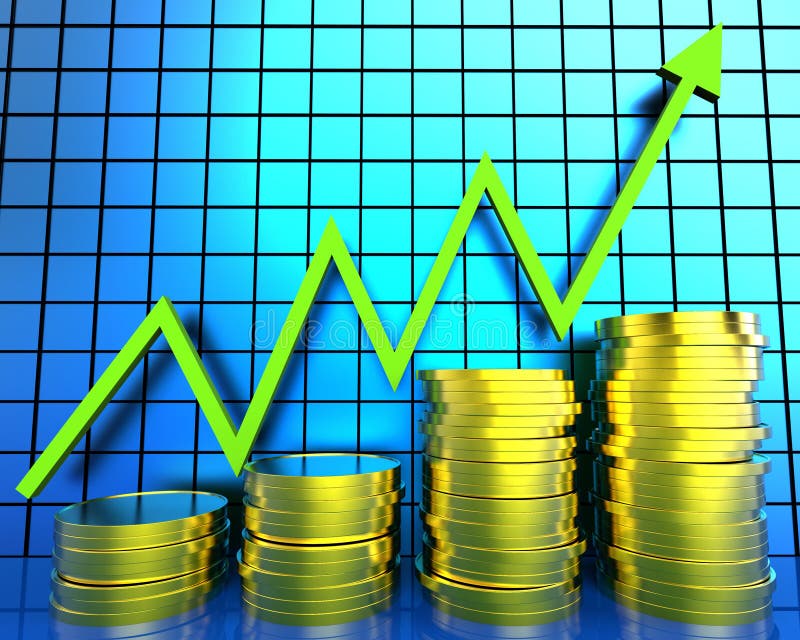 De Grafiek van het verhogingscontante geld betekent Financieel verslag en Vooruitgang vector illustratie De Grafiek van het verhogingscontante geld betekent Financieel verslag en Vooruitgang vector illustratie