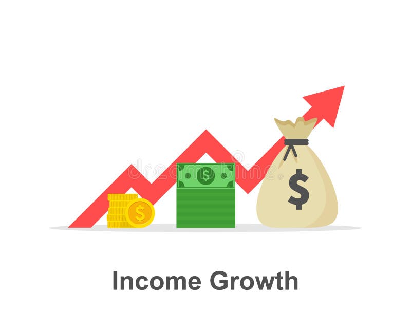 De grafiek van de inkomensgroei, de bankwezendiensten, financieel verslaggrafiek, terugkeer op investerings vlak pictogram, begro vector illustratie De grafiek van de inkomensgroei, de bankwezendiensten, financieel verslaggrafiek, terugkeer op investerings vlak pictogram, begro vector illustratie