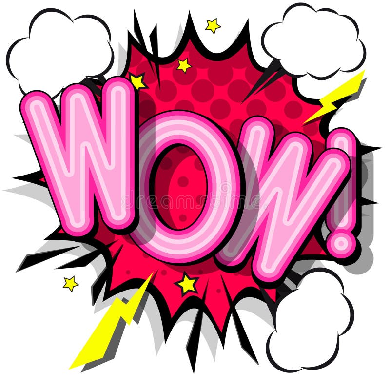De grappige bellen van de ontwerptoespraak, WAUW - het retro van letters voorzien stock illustratie De grappige bellen van de ontwerptoespraak, WAUW - het retro van letters voorzien stock illustratie