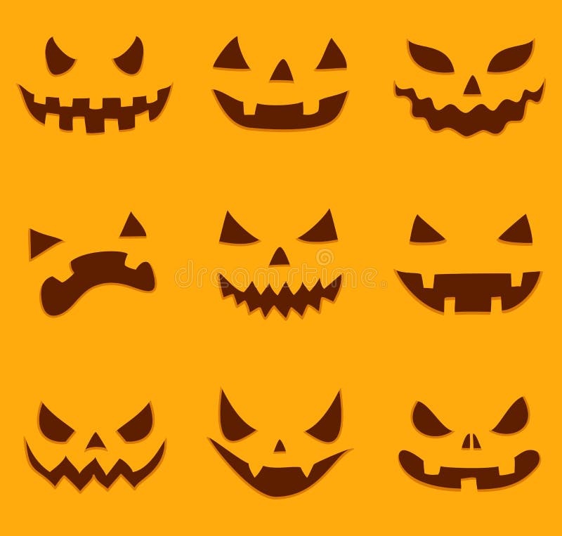 Set of different halloween pumpkin faces. Set of different halloween pumpkin faces