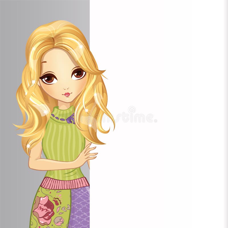 De Greepbanner van het blondemeisje royalty-vrije illustratie