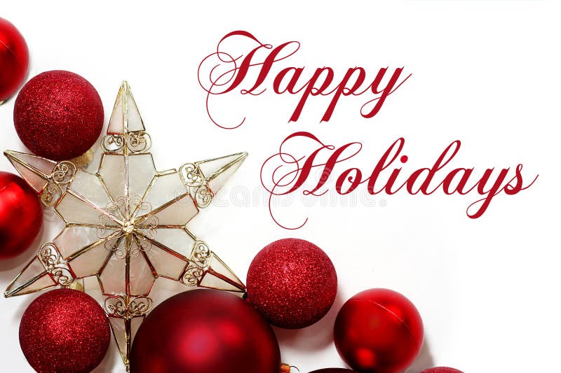 De Grens van Kerstmisdecoratie met Tekst Gelukkige Vakantie stock afbeeldingen De Grens van Kerstmisdecoratie met Tekst Gelukkige Vakantie stock afbeeldingen