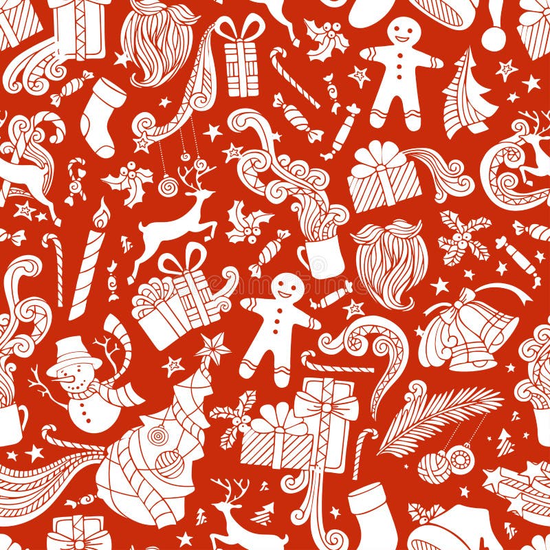 De grenzeloze Rode en Witte Achtergrond van Beeldverhaalkerstmis stock illustratie De grenzeloze Rode en Witte Achtergrond van Beeldverhaalkerstmis stock illustratie