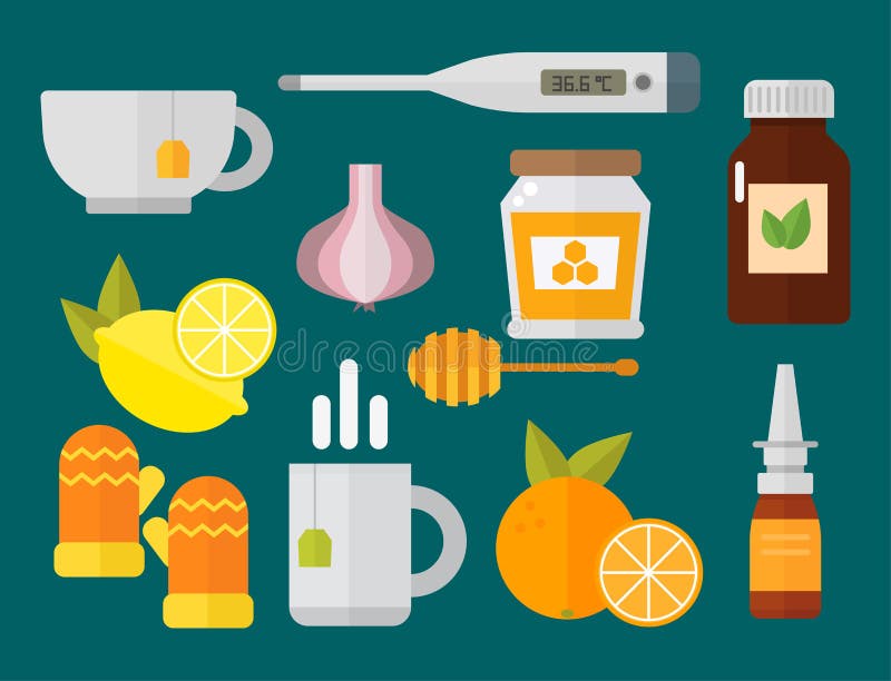 De griep en de koude als thema hadden ontwerpelementen in in vlakke medische de ziektevector van de ontwerpgezondheid vector illustratie De griep en de koude als thema hadden ontwerpelementen in in vlakke medische de ziektevector van de ontwerpgezondheid vector illustratie