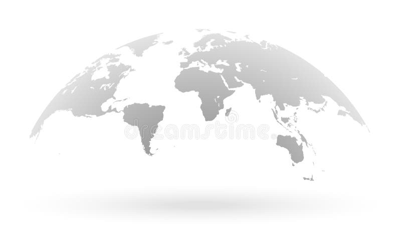 De grijze die bol van de wereldkaart op witte achtergrond wordt geïsoleerd
