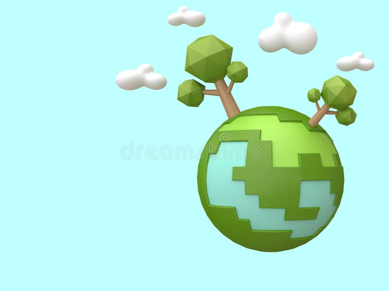 De groene aarde-bomen lage poly 3d beeldverhaalstijl geeft ecologieconcept terug stock illustratie De groene aarde-bomen lage poly 3d beeldverhaalstijl geeft ecologieconcept terug stock illustratie