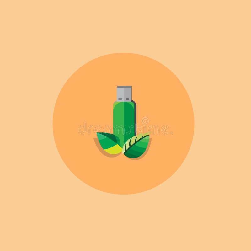 De groene kleur van de flitsaandrijving met Blad vlakke stijl Vector Illustratie royalty-vrije illustratie De groene kleur van de flitsaandrijving met Blad vlakke stijl Vector Illustratie royalty-vrije illustratie