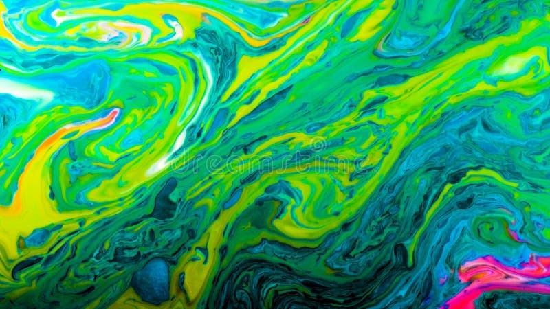 De groene psychedelische abstracte heldere kleuren worden gemengd in een vloeistof royalty-vrije stock afbeelding De groene psychedelische abstracte heldere kleuren worden gemengd in een vloeistof royalty-vrije stock afbeelding