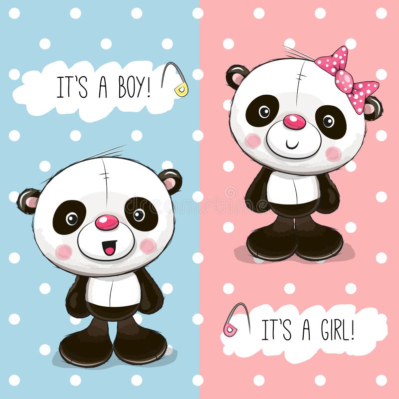De groetkaart van de babydouche met Panda's