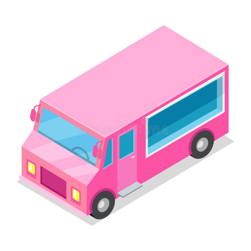 De grote Roze Vrachtwagen Geïsoleerde Illustratie van Streetfood stock illustratie De grote Roze Vrachtwagen Geïsoleerde Illustratie van Streetfood stock illustratie
