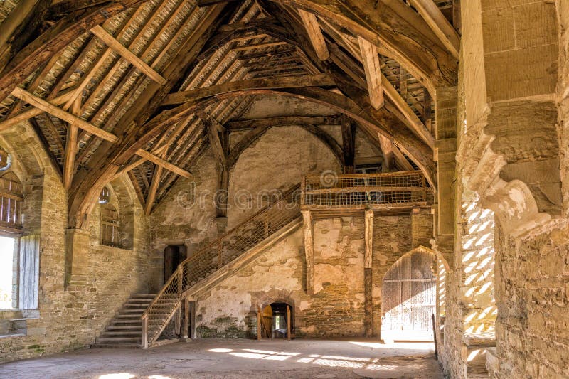 De Grote Zaal, Stokesay-Kasteel, Shropshire, Engeland stock foto's De Grote Zaal, Stokesay-Kasteel, Shropshire, Engeland stock foto's