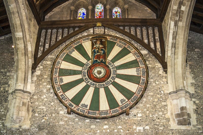 De Grote Zaal van het Kasteel van Winchester in Hampshire, Engeland royalty-vrije stock foto's De Grote Zaal van het Kasteel van Winchester in Hampshire, Engeland royalty-vrije stock foto's