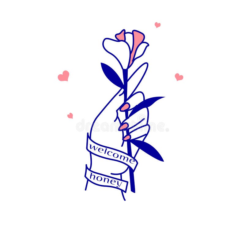 de hand die de bloem houden vector illustratie de hand die de bloem houden vector illustratie
