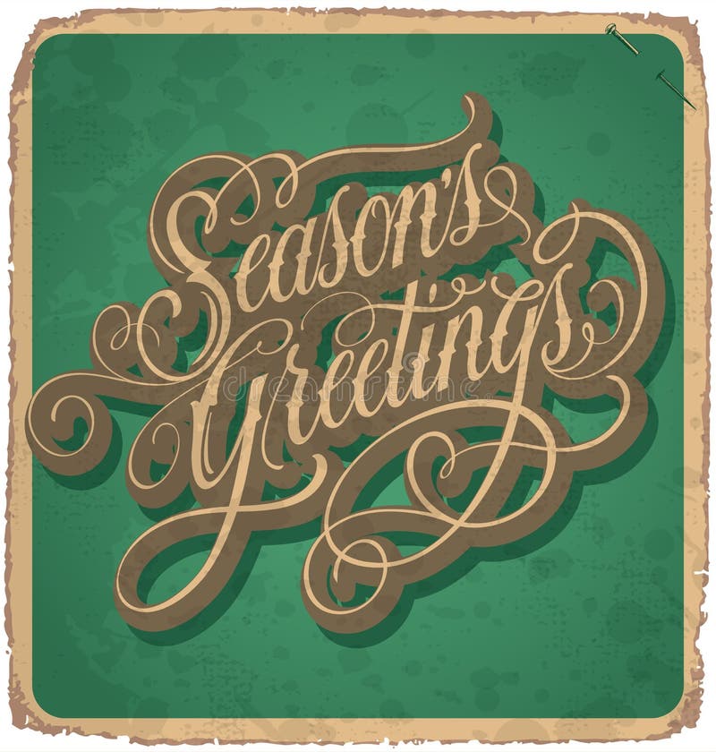 De hand die van SEIZOENENgroeten uitstekende kaart van letters voorzien () stock illustratie De hand die van SEIZOENENgroeten uitstekende kaart van letters voorzien () stock illustratie