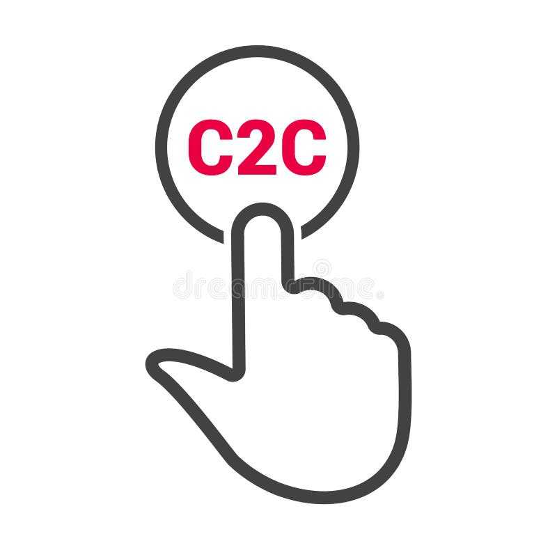 De hand drukt de knoop met tekst ` C2C ` stock illustratie De hand drukt de knoop met tekst ` C2C ` stock illustratie