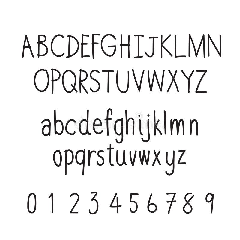 De hand Getrokken Lettersoort van de Doopvont Met de hand geschreven schets stock illustratie De hand Getrokken Lettersoort van de Doopvont Met de hand geschreven schets stock illustratie