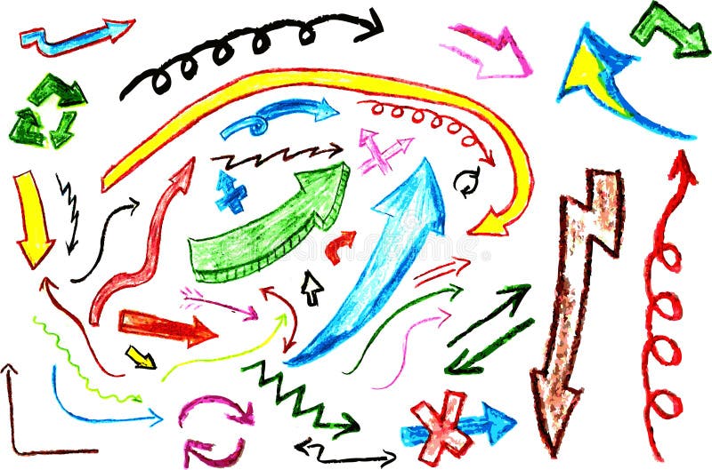 De hand trekt schets diverse pijl stock illustratie De hand trekt schets diverse pijl stock illustratie