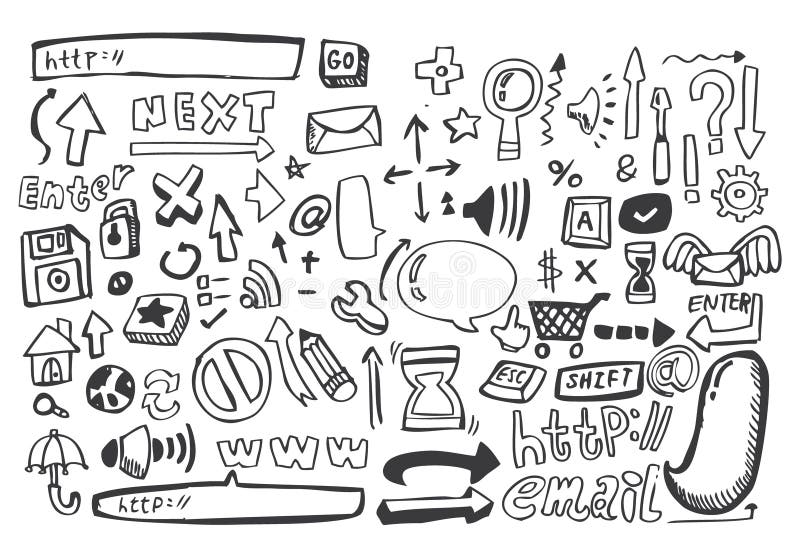 De hand trekt Webpictogram, vector vector illustratie De hand trekt Webpictogram, vector vector illustratie