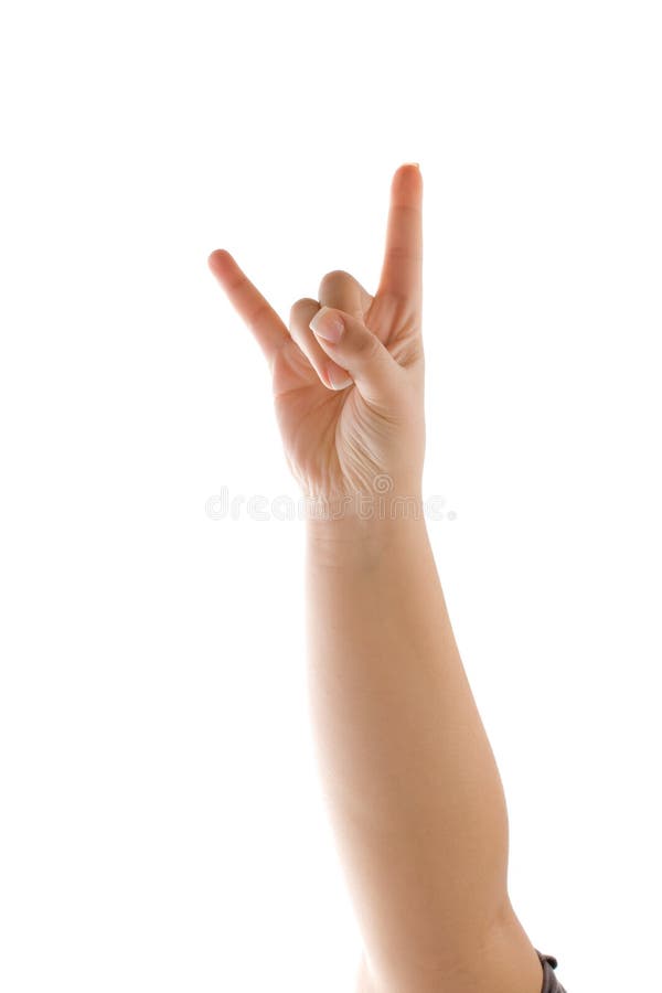 Hand met duivelshoorntjes stock afbeelding