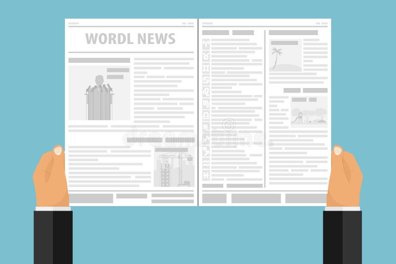 De handen houden een krant met nieuws Een mens leest een krant stock illustratie De handen houden een krant met nieuws Een mens leest een krant stock illustratie
