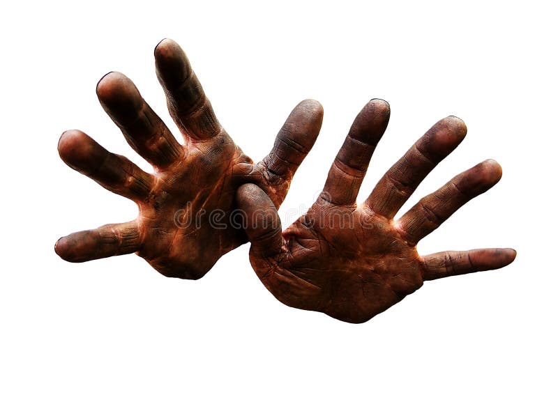 Handen van een monteur, vuil van olie stock foto's