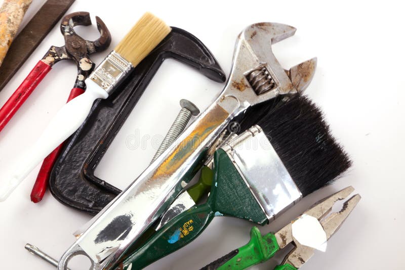 De handhulpmiddelen op witte achtergrond sluiten omhoog royalty-vrije stock afbeeldingen