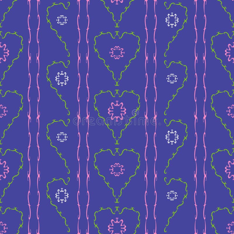 Bloemen harten naadloos patroon stock illustratie