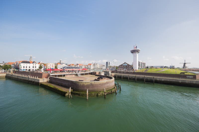 De haveningang van Vlissingen stock foto's De haveningang van Vlissingen stock foto's