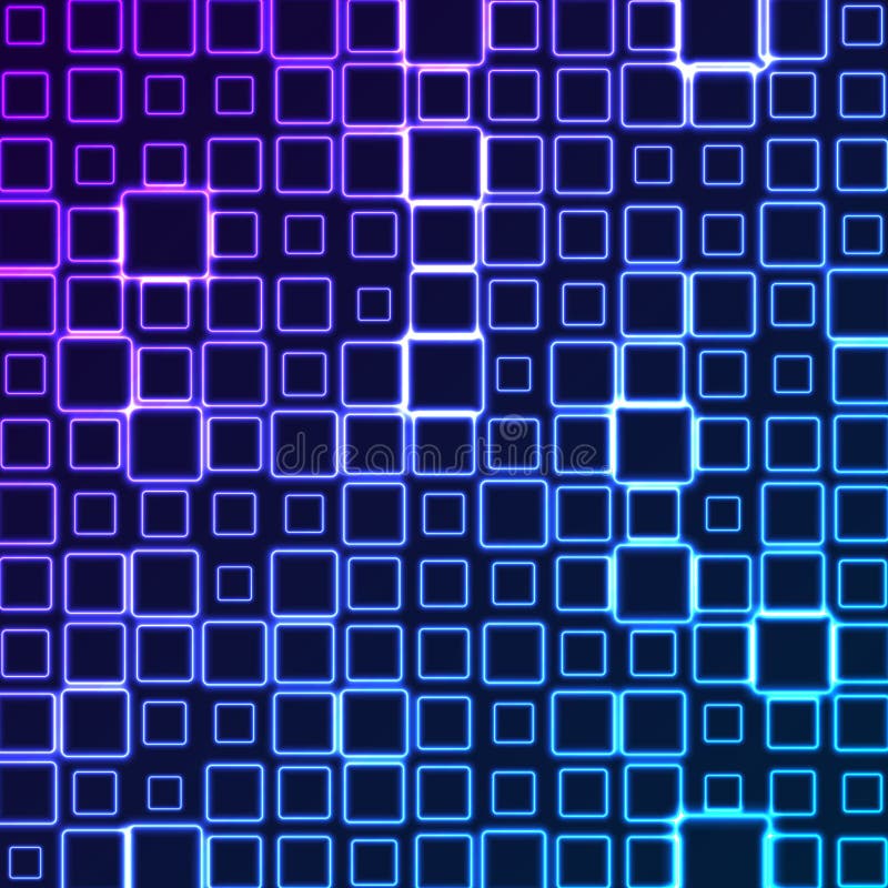 De heldere blauwe violette abstracte achtergrond van neon geometrische vierkanten stock illustratie De heldere blauwe violette abstracte achtergrond van neon geometrische vierkanten stock illustratie