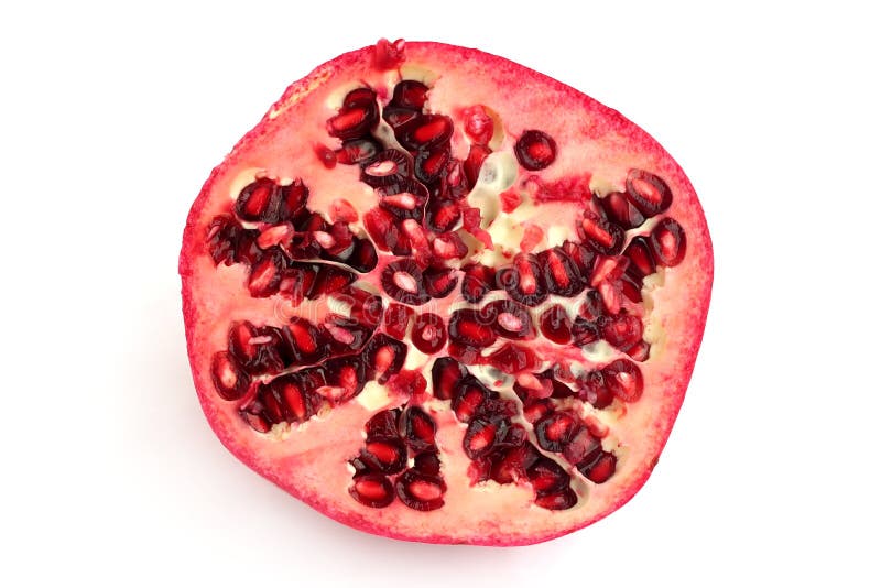 Pomegranate cut in half isolated on white background. Pomegranate cut in half isolated on white background