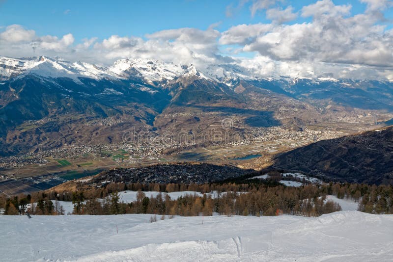 De hellingen van de Nendazski en de RhÃ'ne-Vallei in Zwitserland