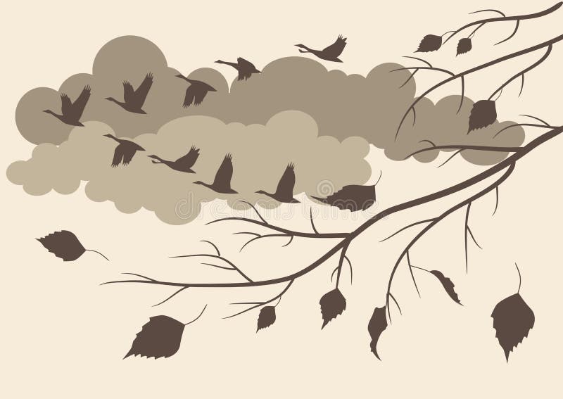 De herfst. het zuiden van de vogelsvlieg royalty-vrije illustratie De herfst. het zuiden van de vogelsvlieg royalty-vrije illustratie