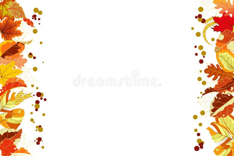 De herfstachtergrond met een grens van kleurrijke gevallen bladeren op wit vector illustratie De herfstachtergrond met een grens van kleurrijke gevallen bladeren op wit vector illustratie
