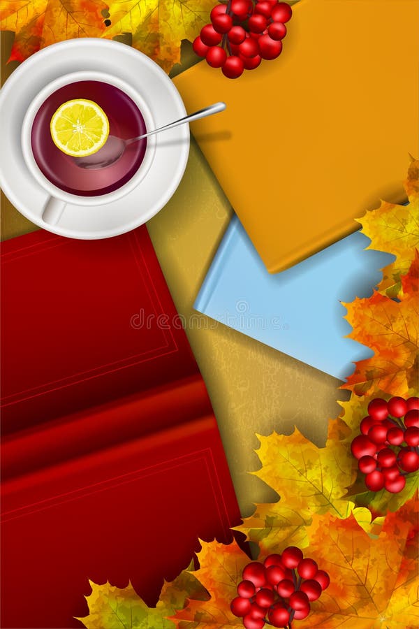 De herfstachtergrond voor lezingsminnaars Vector stock illustratie De herfstachtergrond voor lezingsminnaars Vector stock illustratie