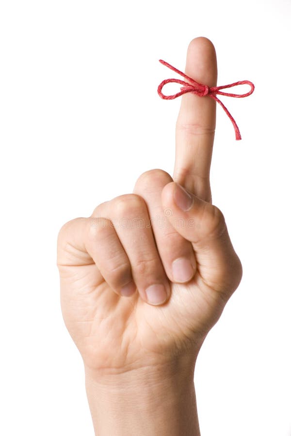 De Herinnering van de Vinger van het koord op Wit stock foto De Herinnering van de Vinger van het koord op Wit stock foto