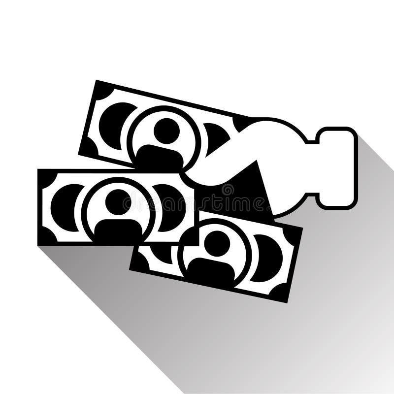 De het Geldbankbiljetten van de handholding silhouetteren Zwart Pictogram vector illustratie De het Geldbankbiljetten van de handholding silhouetteren Zwart Pictogram vector illustratie